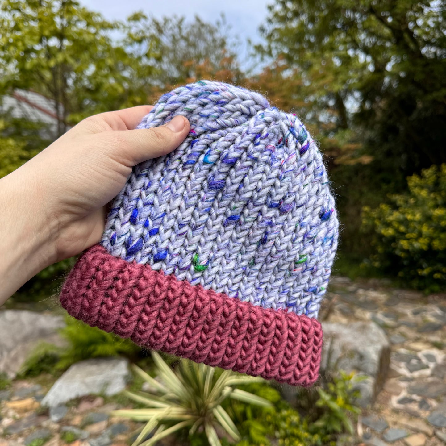 Adult - Purple and Blue - One of a Kind knitted hat