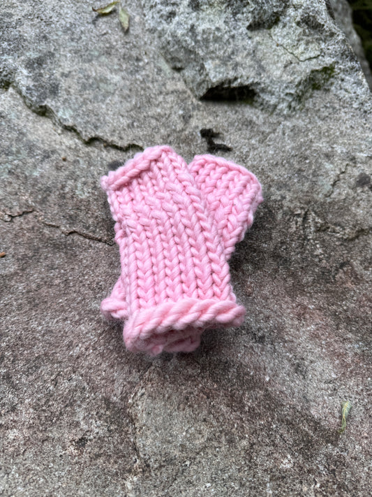 Pastel pink Knitted Gloves – 100% Merino Wool (Size 2-5 Years)