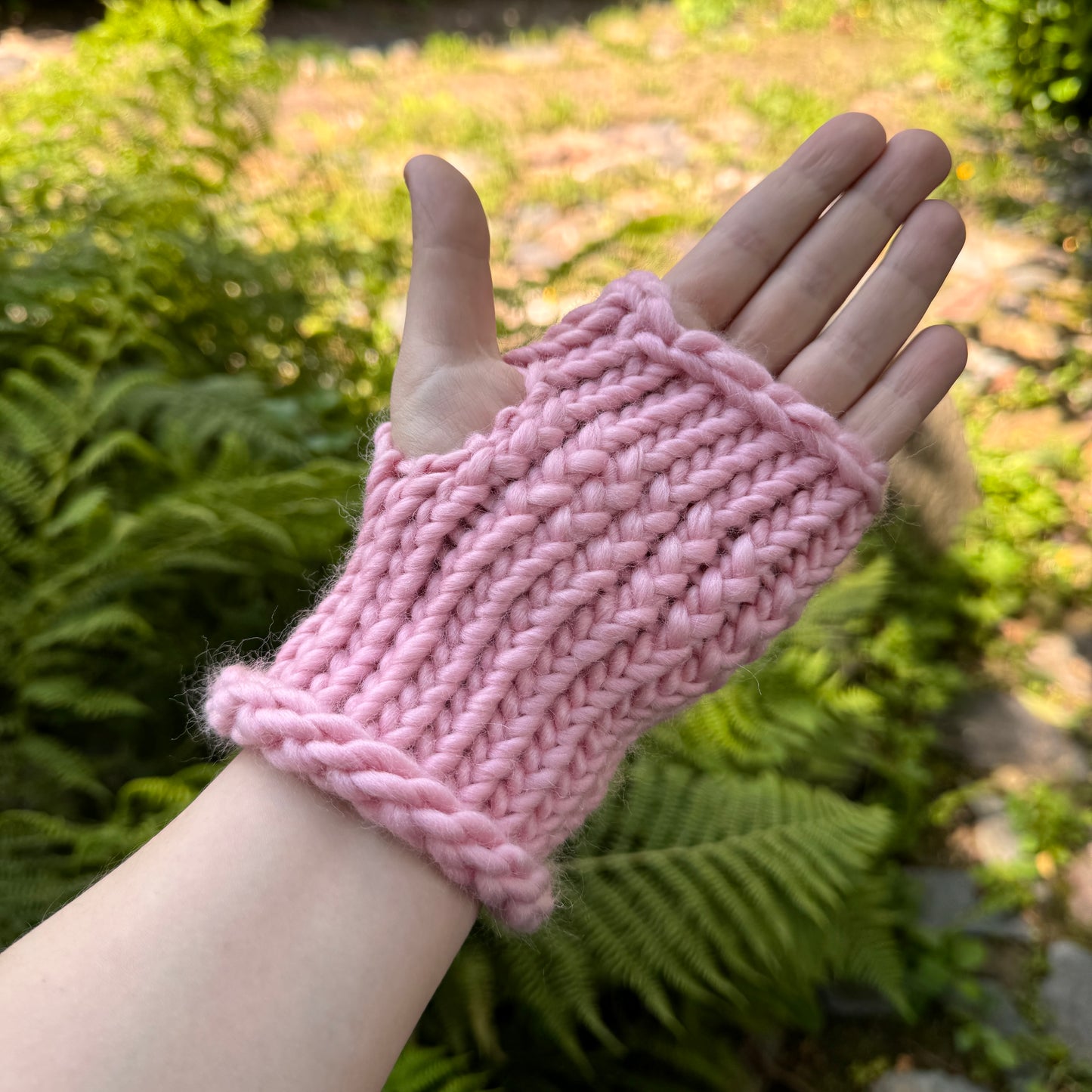 Pastel Pink fingerless gloves in 100% merino wool