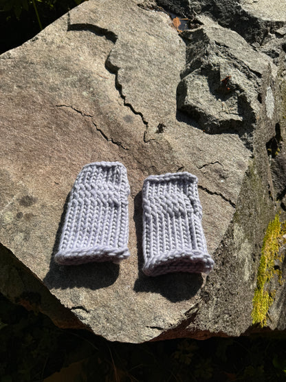 Winter Skies fingerless gloves in 100% merino wool