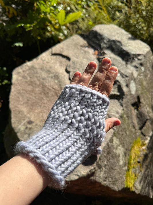 Winter Skies fingerless gloves in 100% merino wool