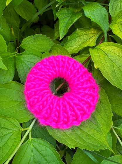 Bright Pink knitted hair scrunchie