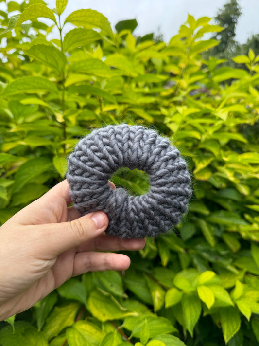 Dark Grey knitted scrunchie - hair tie