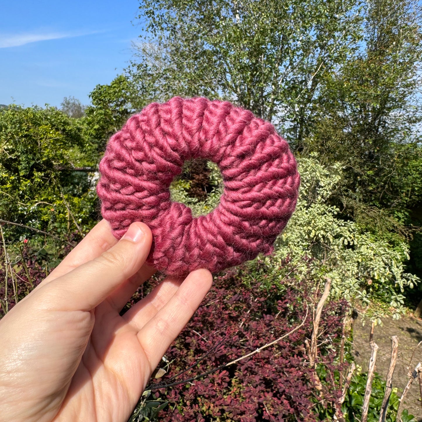 Mulberry knitted hair scrunchie