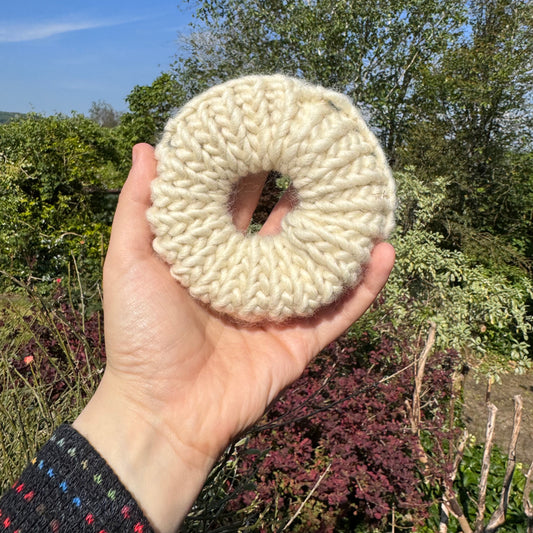 Natural Shetland knitted hair scrunchie