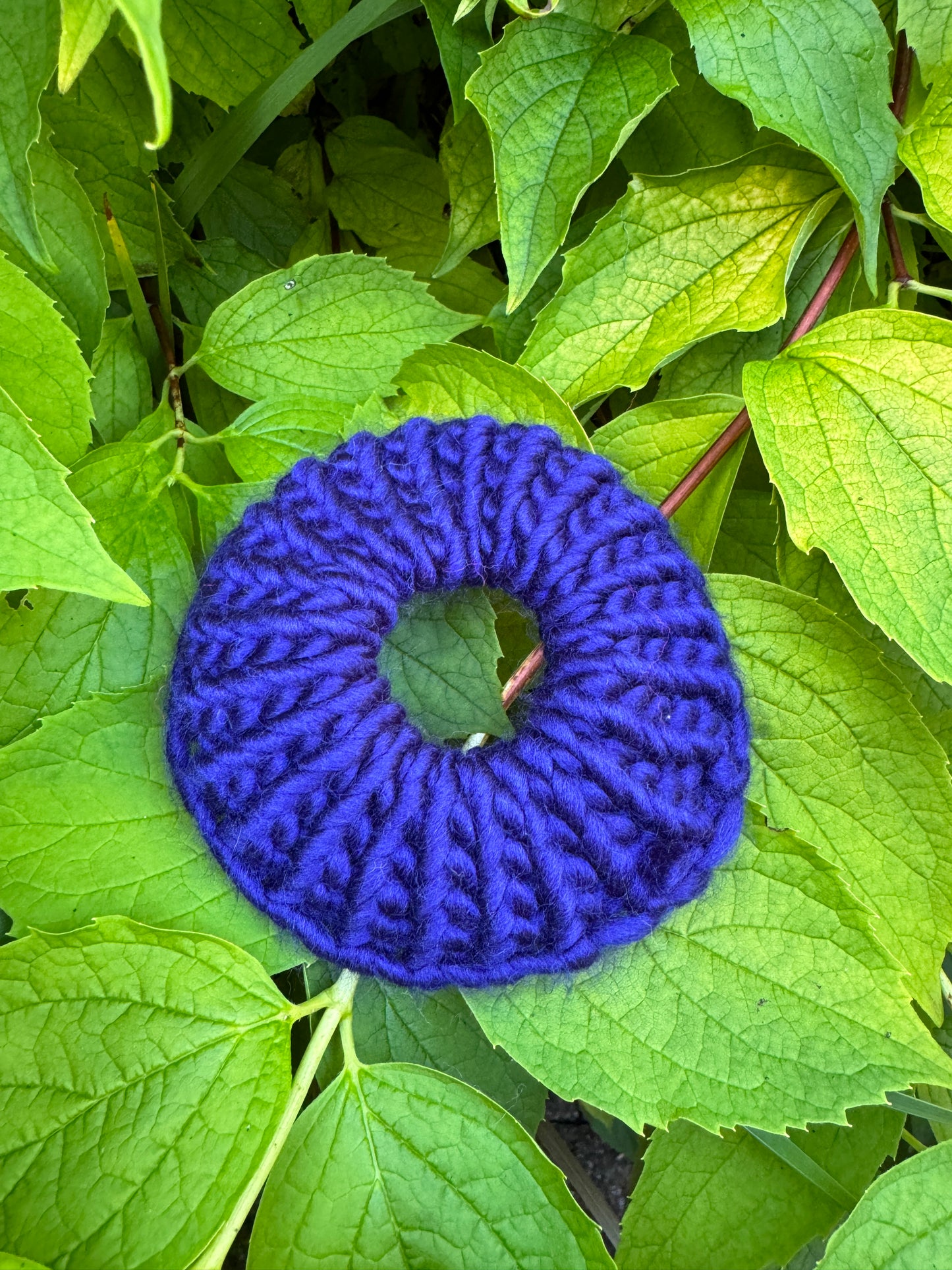 Navy knitted hair scrunchie