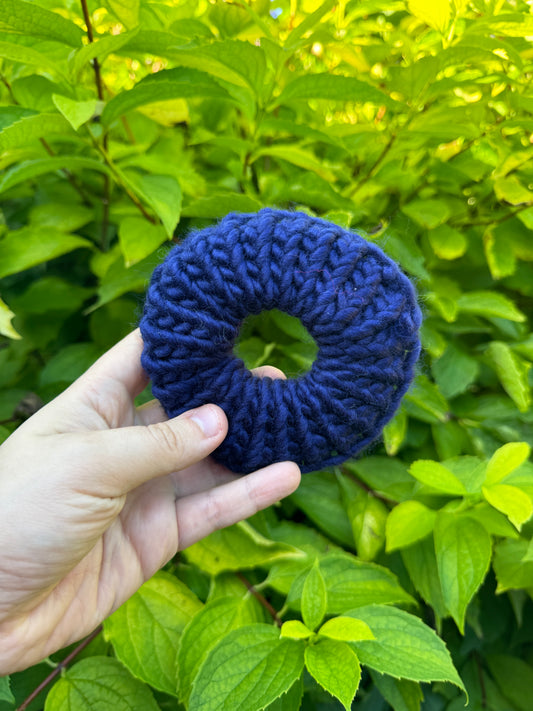 Navy knitted hair scrunchie