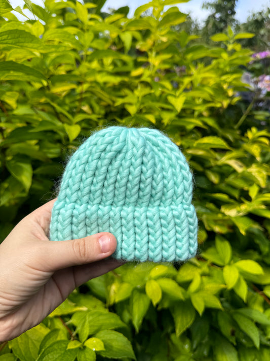 Tiny Baby - Mint merino wool hat