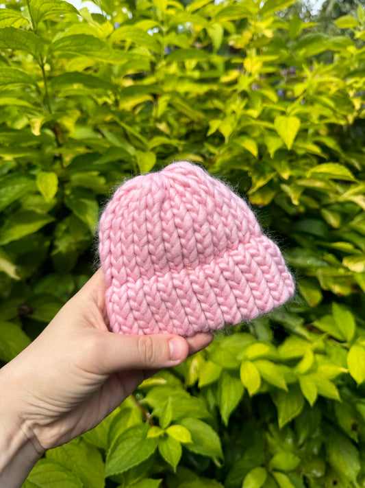 Tiny Baby - Pastel Pink merino wool hat