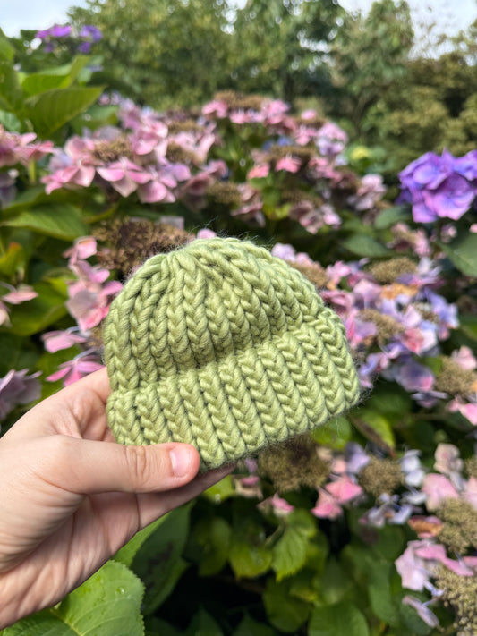 Tiny Baby -  Sage merino wool hat