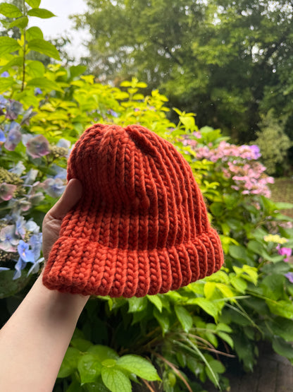 Burnt Orange Knitted Hat - Toddler - SECONDS