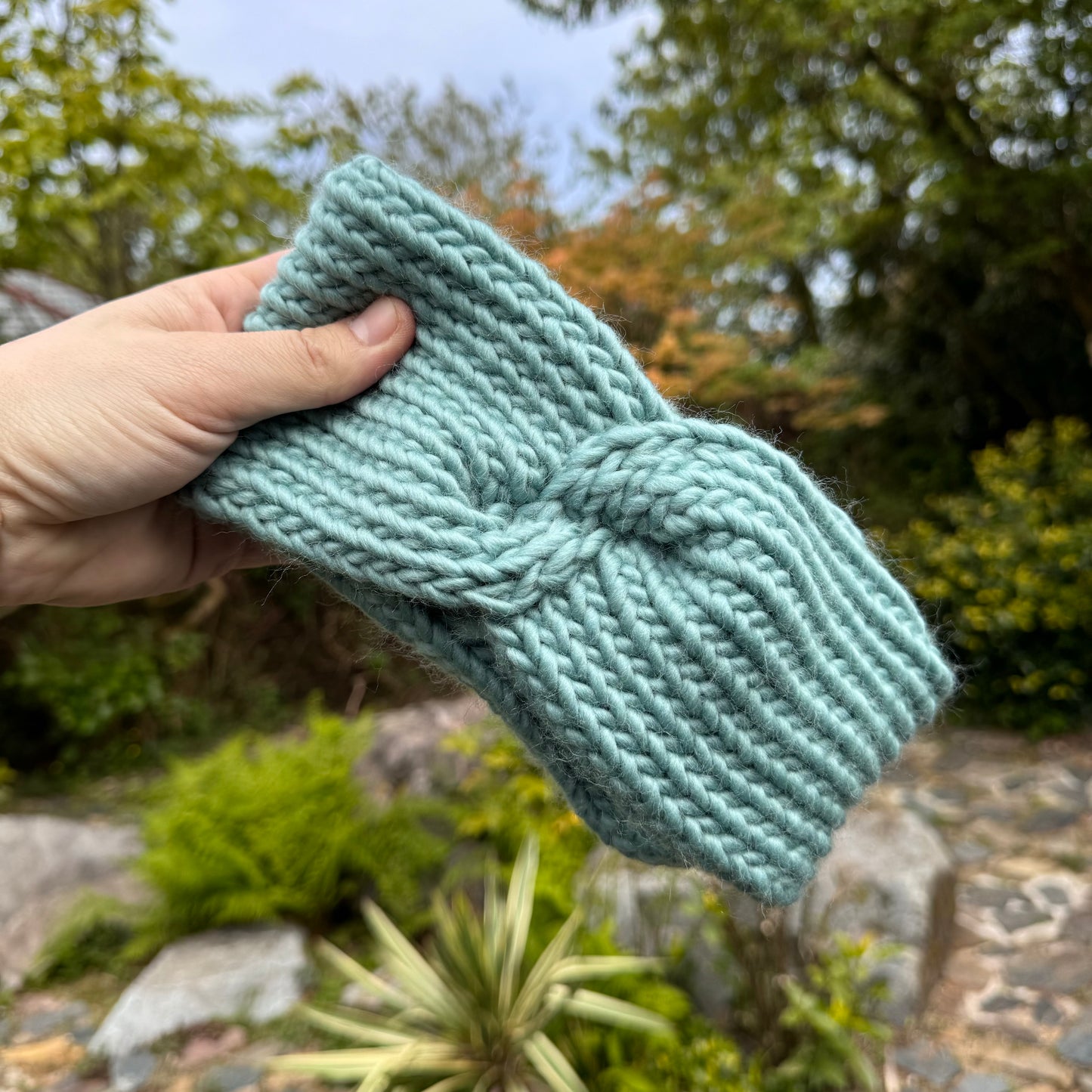 Duck Egg knitted twist headband