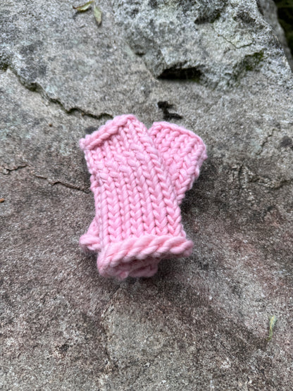 Pastel Pink Knitted Gloves – 100% Merino Wool (Size 2-5 Years)