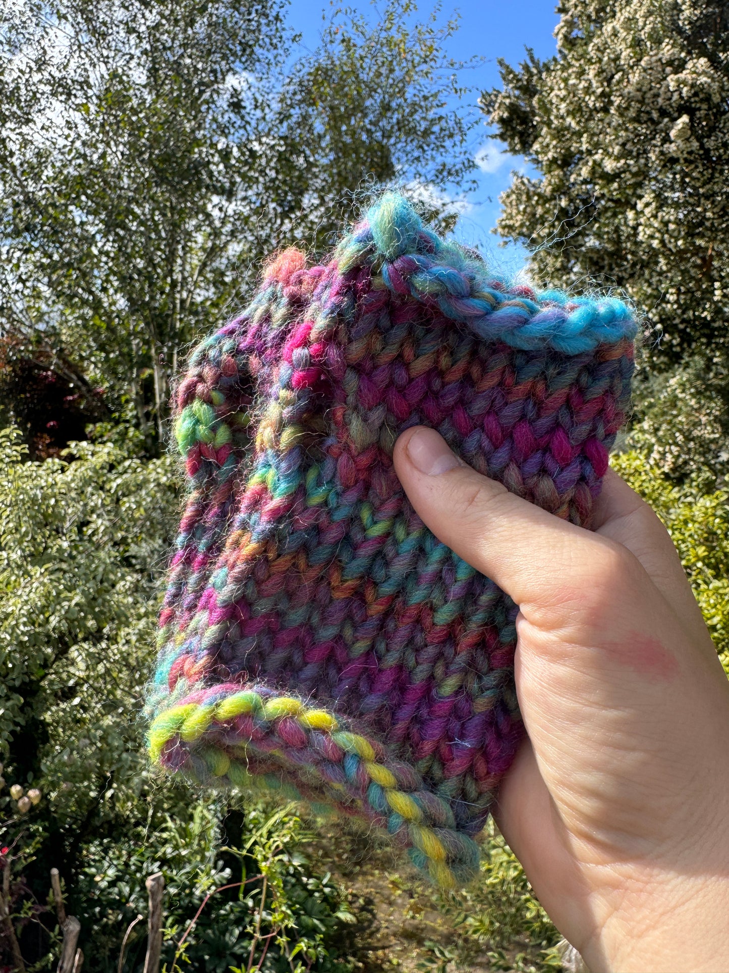 Adult - Fingerless Knitted Gloves - Rainbow