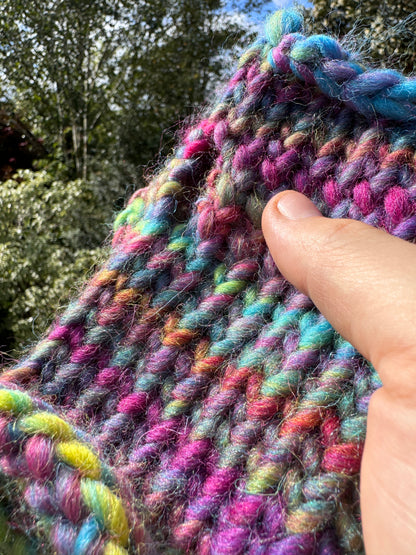 Adult - Fingerless Knitted Gloves - Rainbow