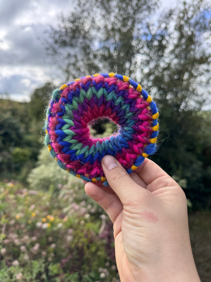 Hand knitted scrunchie - Bright colours + Yellow