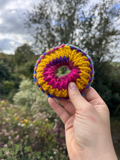 Hand knitted scrunchie - Bright colours + Yellow