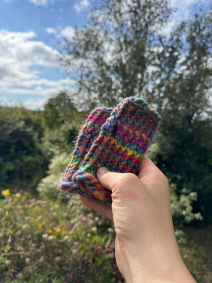 Rainbow Knitted Gloves – 100% Wool (Size 2-5 Years)