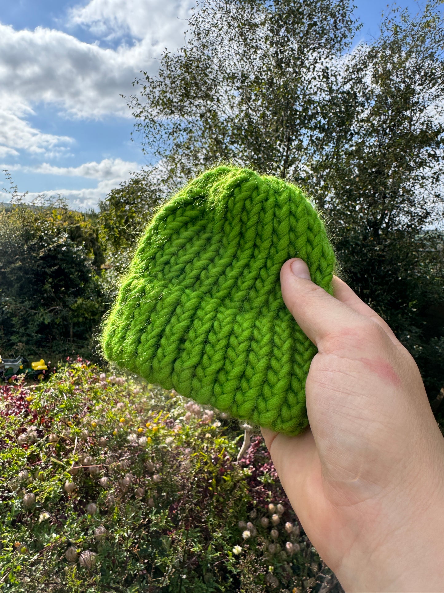 0-3 Months - Merino wool knitted baby hat in leaf green