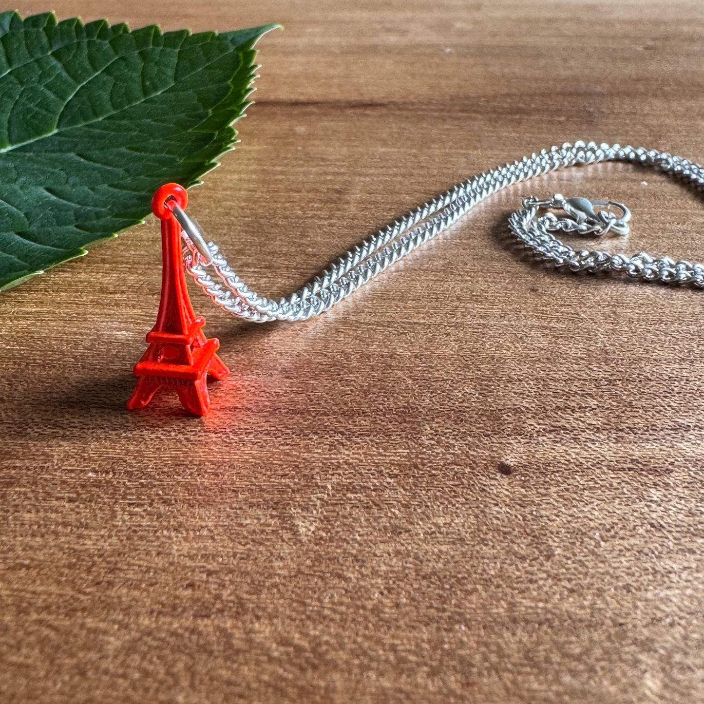 Neon Orange Eiffel Tower Necklace