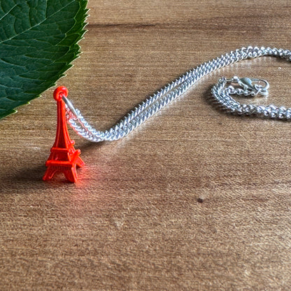 Neon Orange Eiffel Tower Necklace