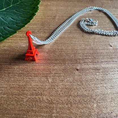 Neon Orange Eiffel Tower Necklace