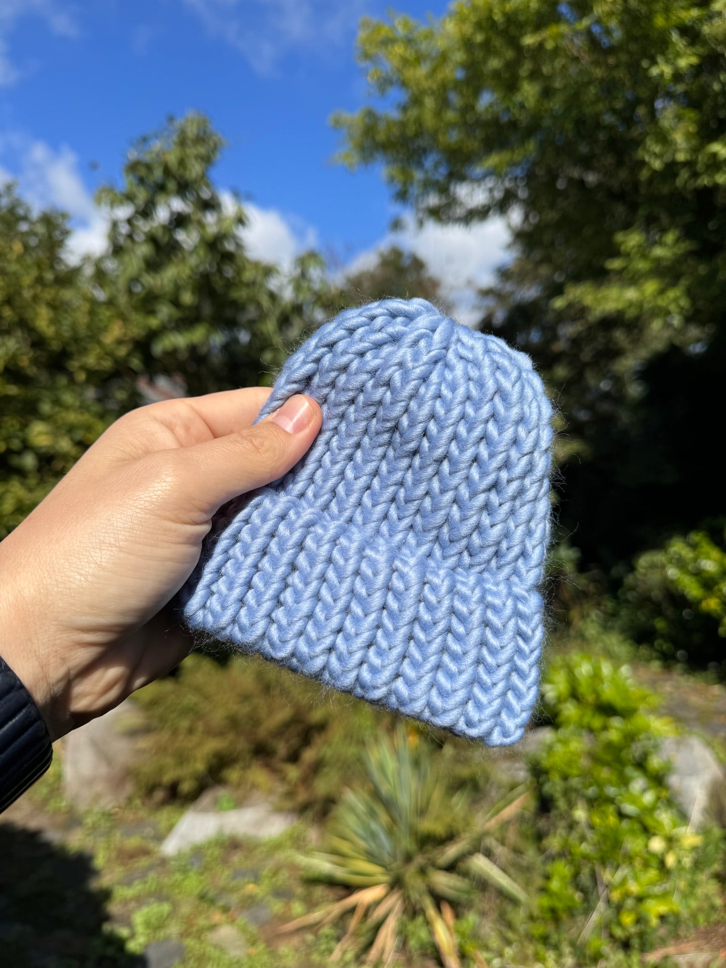 0-3 Months - Pastel blue baby hat - 100% Merino Wool