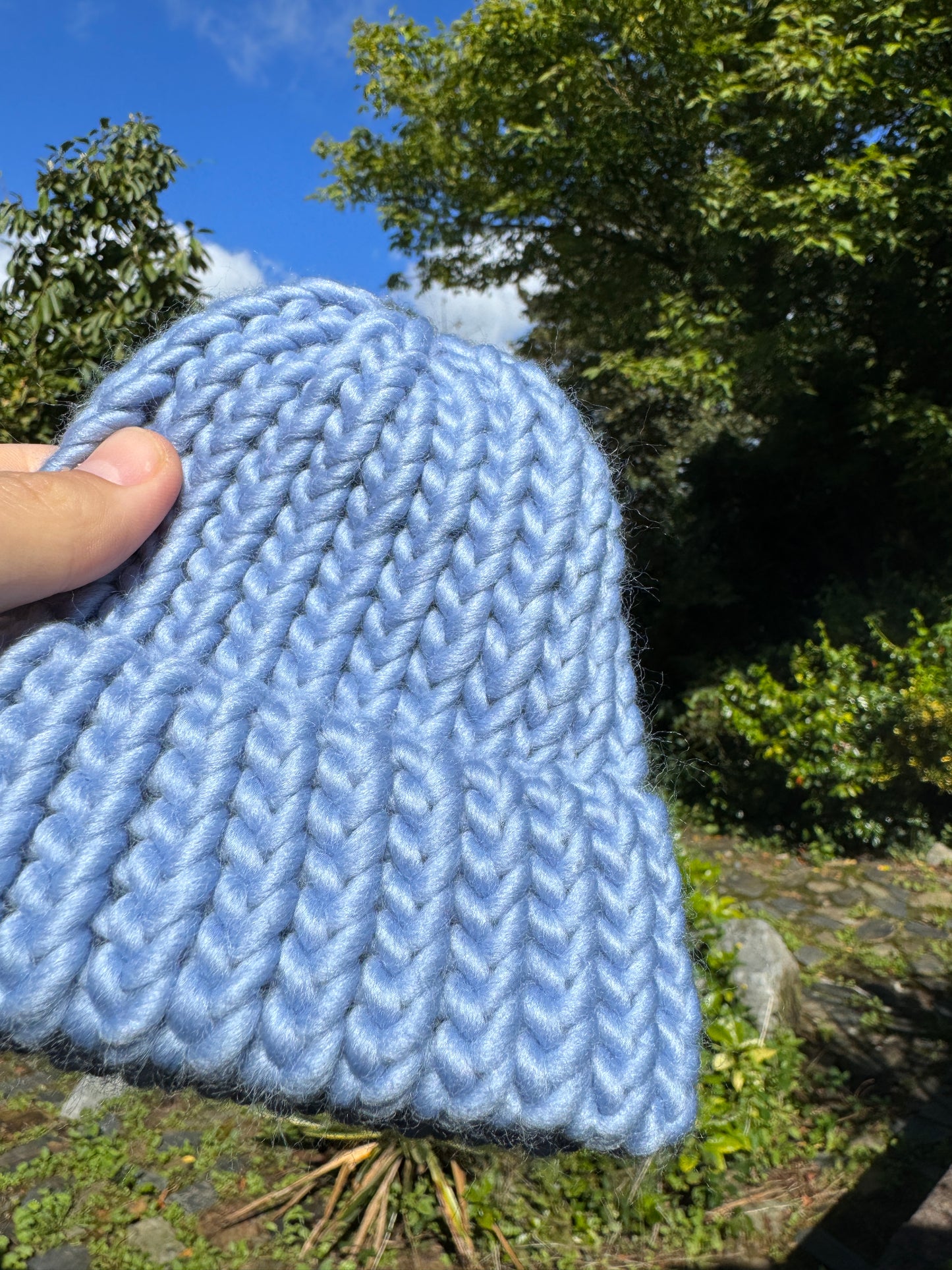 0-3 Months - Pastel blue baby hat - 100% Merino Wool