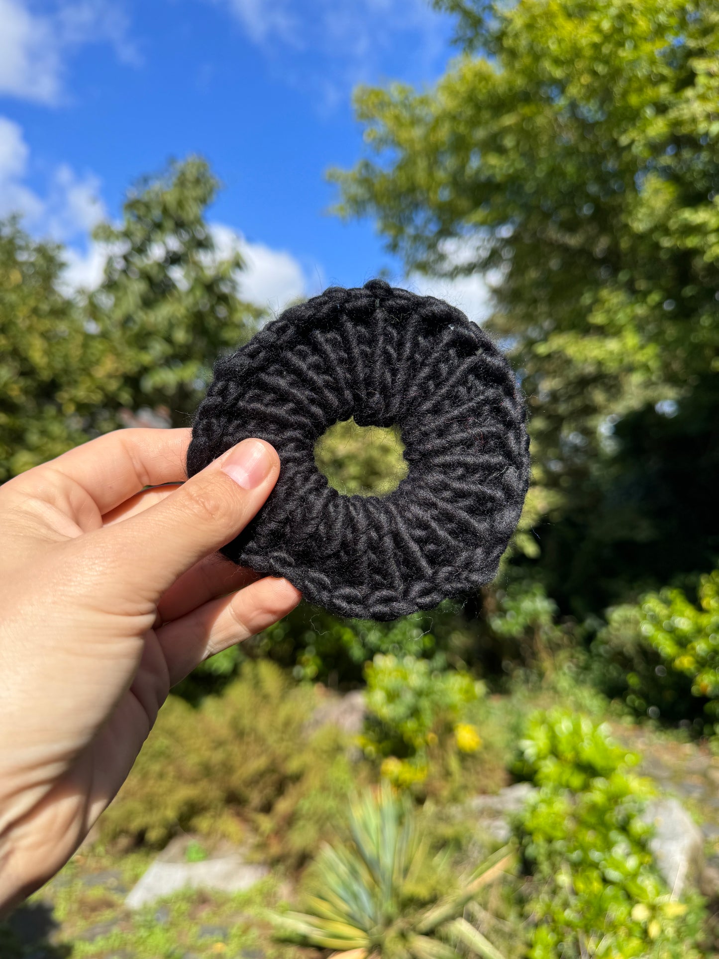 Black knitted scrunchie for your hair