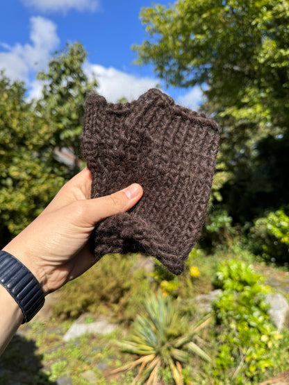 Black Shetland fingerless gloves - 100% British Shetland Wool