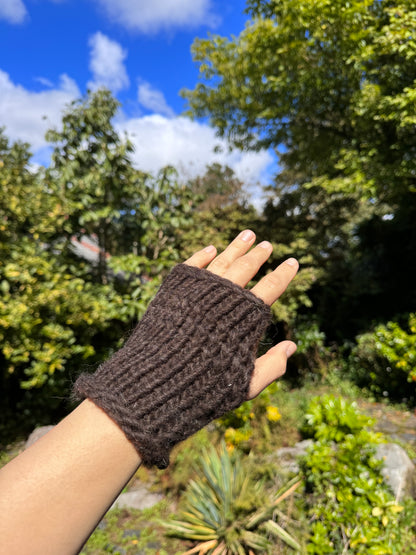 Black Shetland fingerless gloves - 100% British Shetland Wool