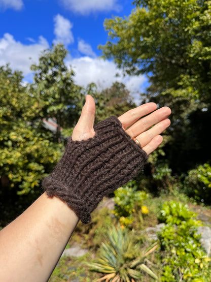 Black Shetland fingerless gloves - 100% British Shetland Wool