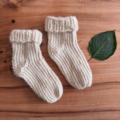 Natural Shetland hand knitted bed socks - British Wool