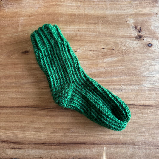 Pine Green hand knitted merino wool socks