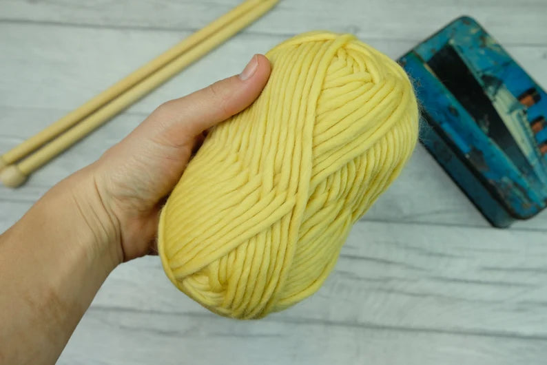 Pastel Yellow Super Chunky Merino Wool Yarn