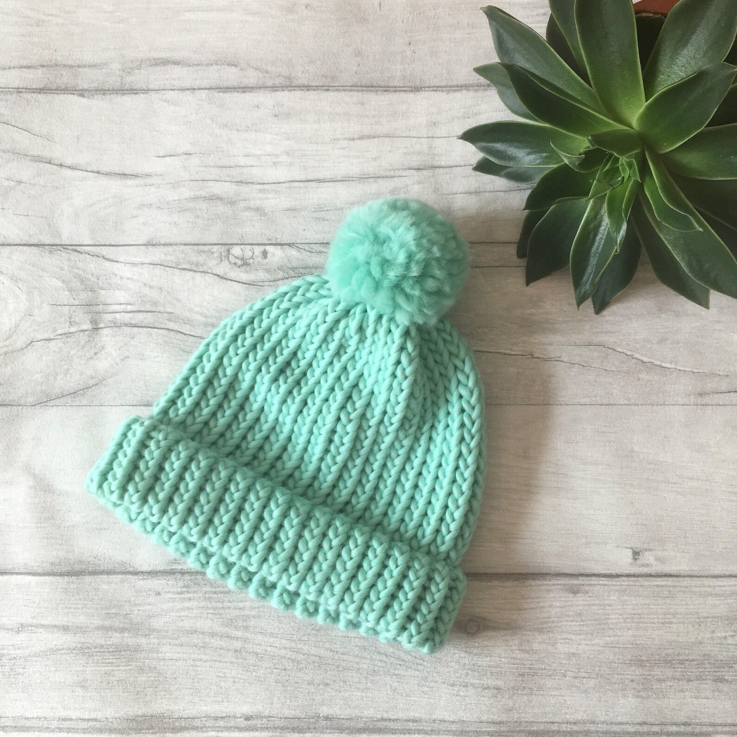 CHILD/SMALL ADULT - Mint knitted hat