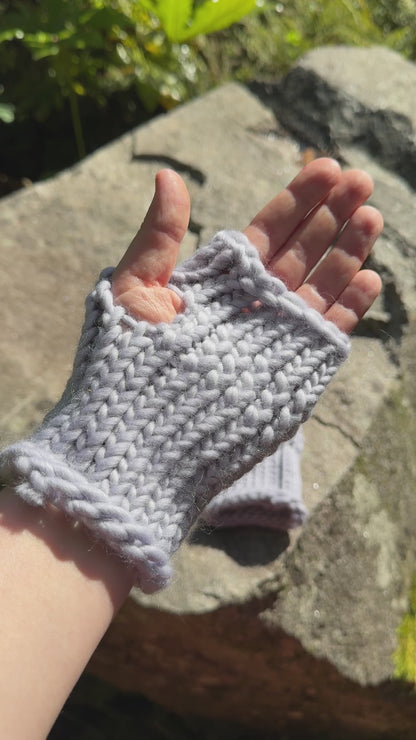 Winter Skies fingerless gloves in 100% merino wool