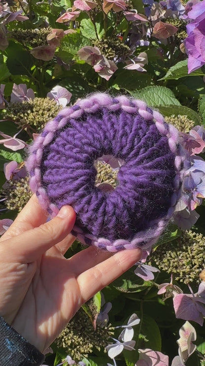 Two tone purple knitted scrunchie